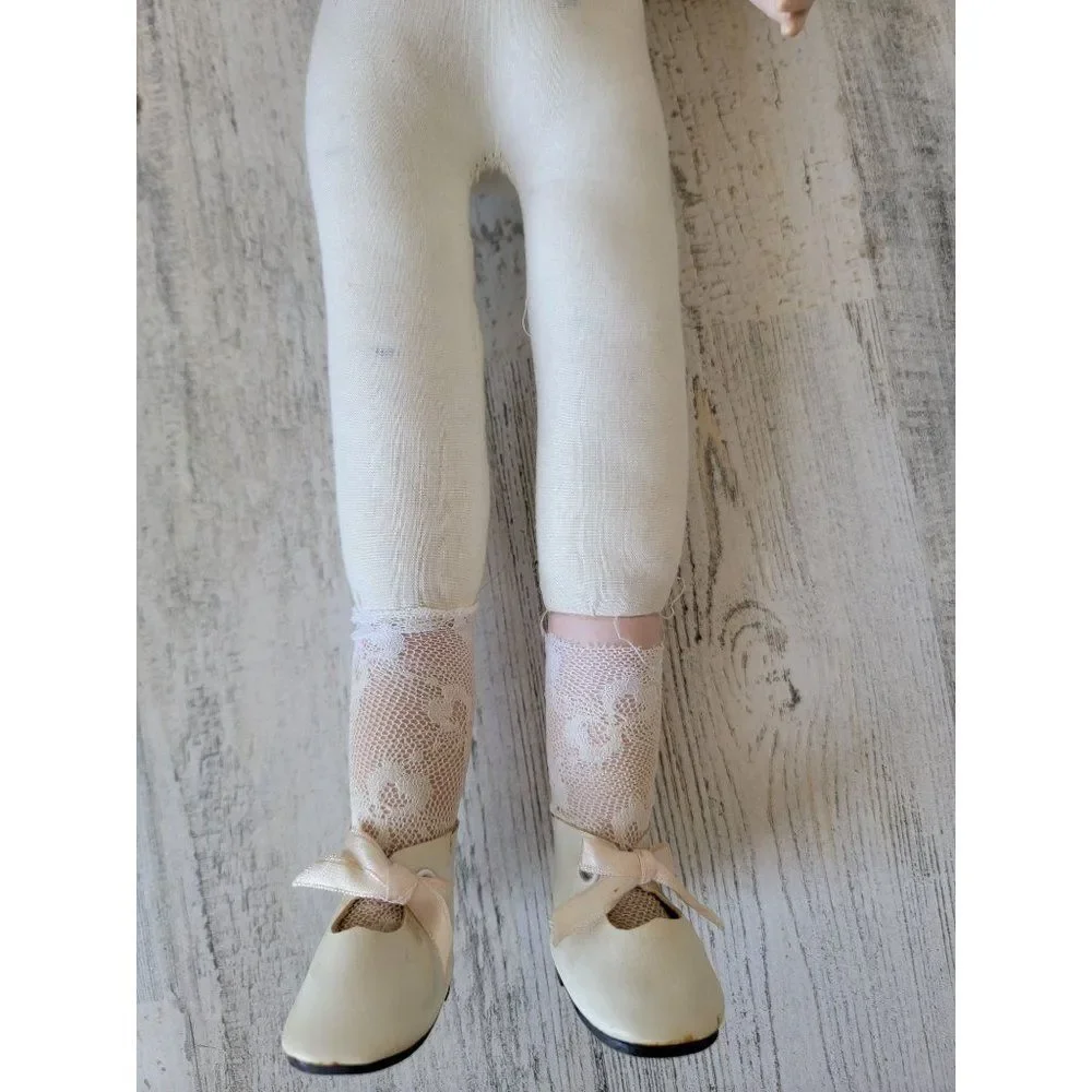 Marian yu porcelain doll blonde pigtail braid‎ girl collectible